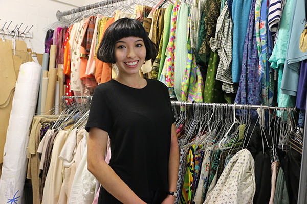 Michiru Encinas in the fabric store of NIDA's costume department.